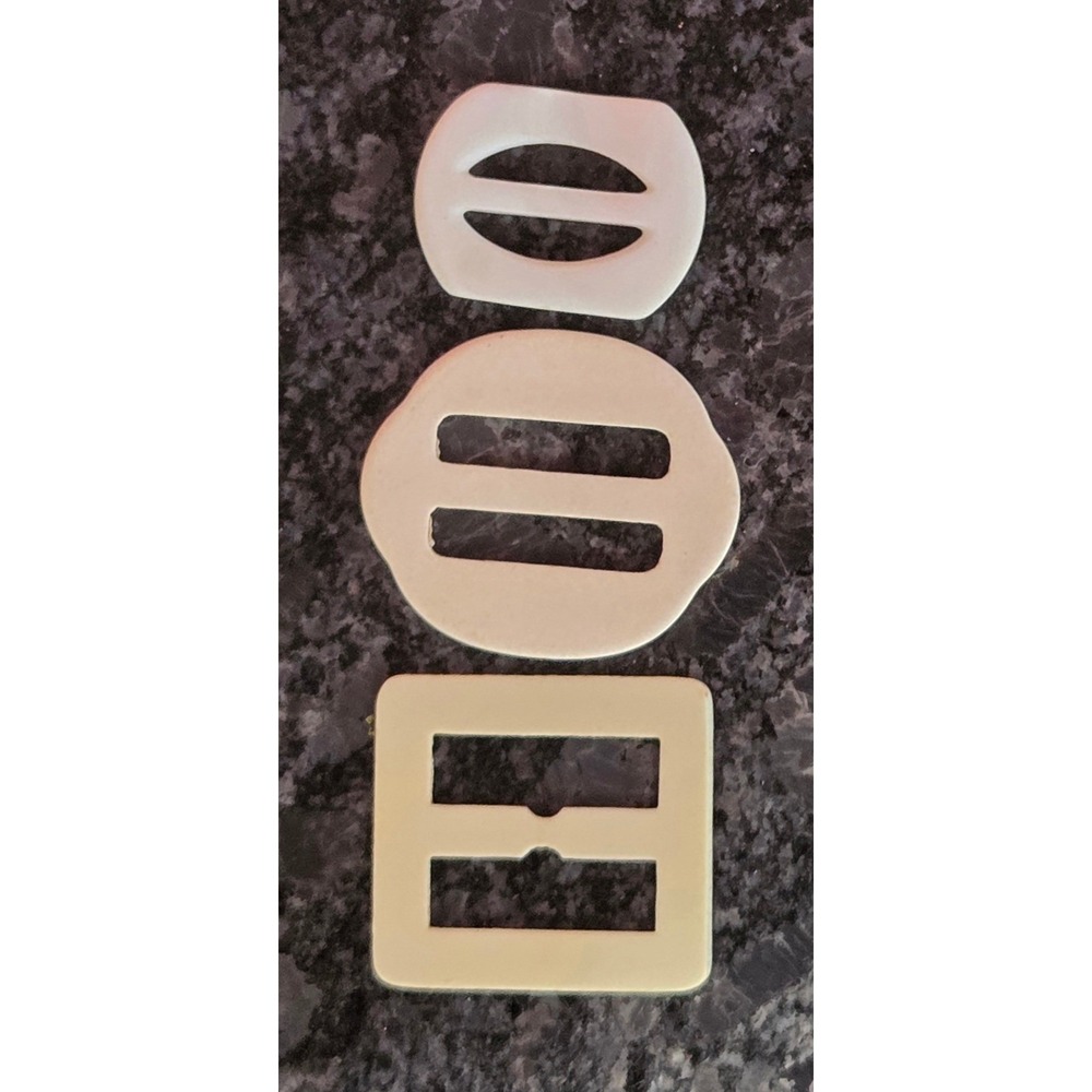 Vintage Neutral Buckle Lot - Hand-Carved Mother of Pearl & Cream Casein Slides
